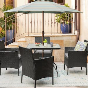 Mayan Black 5-Piece Wicker Outdoor Dining Set with Gray Cushion