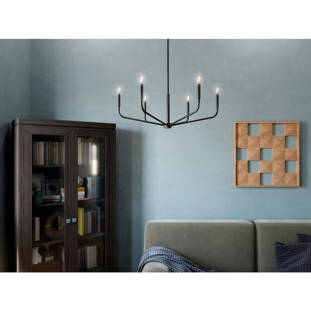 Black 6-Light Modern Candle Chandelier