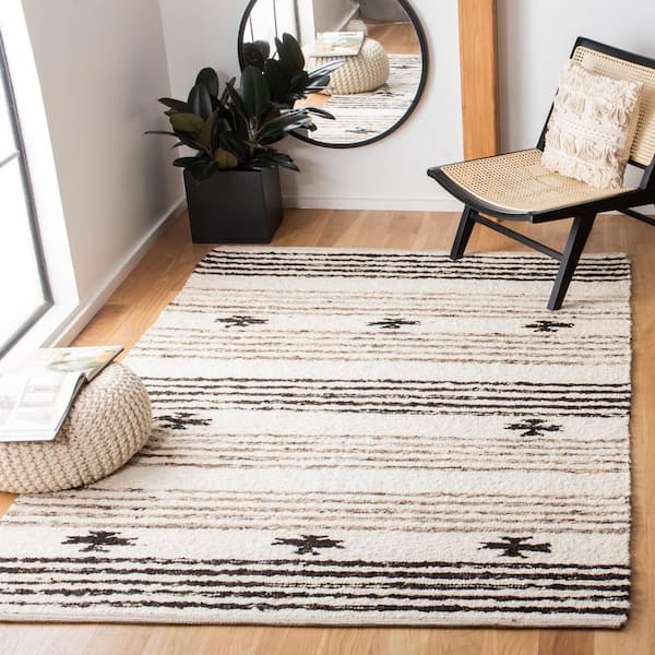 Natura Black/Ivory 6 ft. x 9 ft. Tribal Striped Area Rug