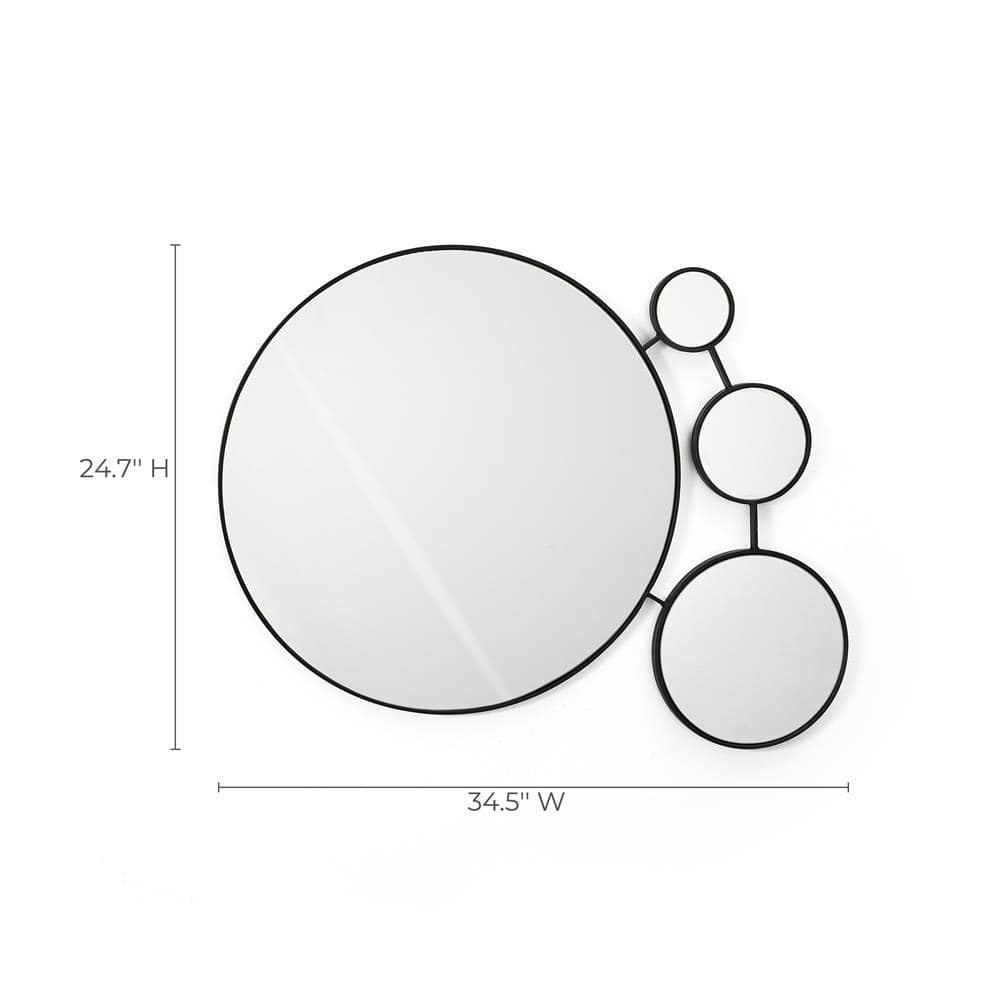 LuxenHome Black Metal Frame Round Wall Mirror with Small Mirrors