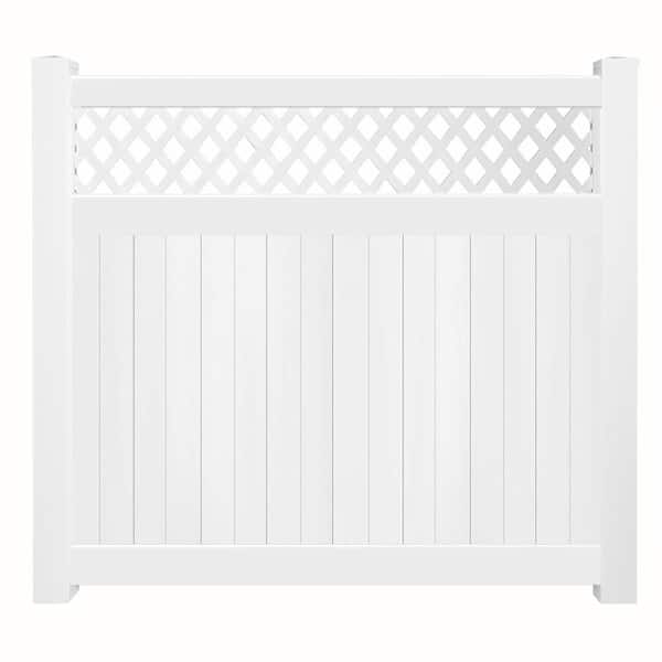 Weatherables Glenshire 72 in. H x 212 ft. L White Vinyl Complete Privacy Fence with Lattice Project Pack