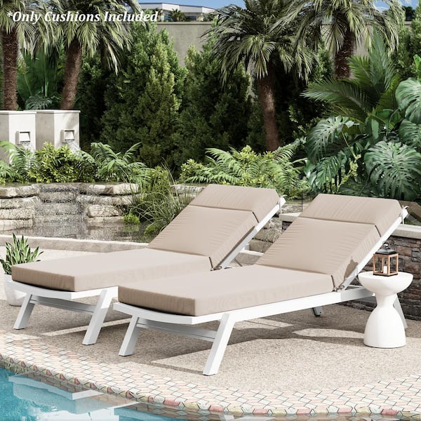 71 in. x 21 in. x 4 in. (2-Pack) Outdoor Water-Resistant Replacement Chaise Lounge Seat Cushion Sand
