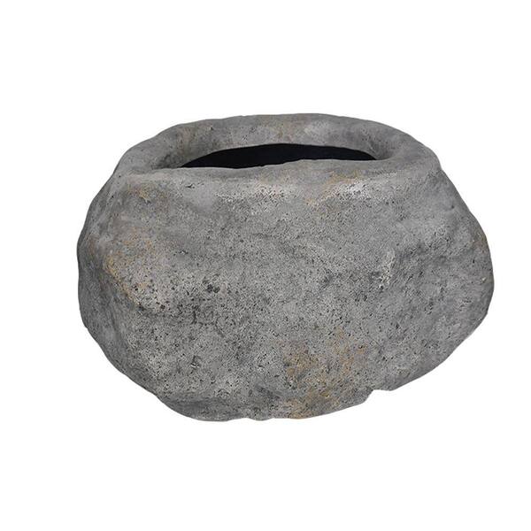 MPG 12.75 in. W. x 9.5 in. H Dark Granite Cast Stone Rock Planter03