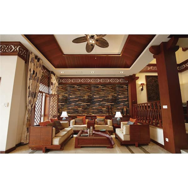 3/4 in. x 7-7/8 in. x 23-5/8 in. Natural Mahogany 3D Solid Hardwood Interlocking Wall Plank