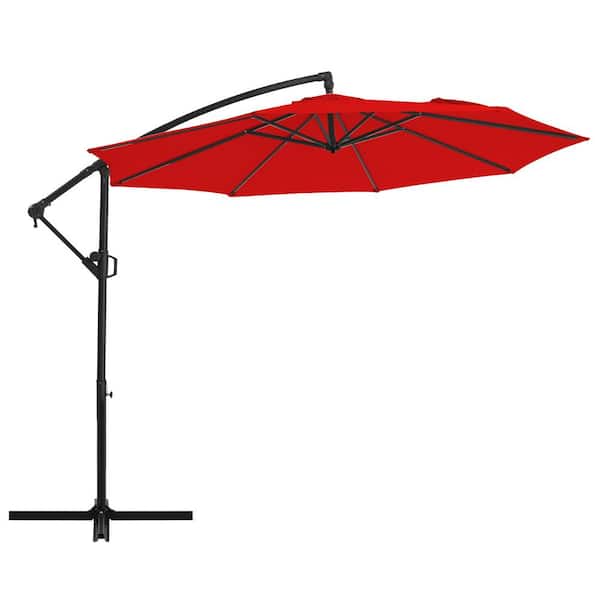 10 ft. Patio Offset Umbrella Outdoor Cantilever Umbrella Red