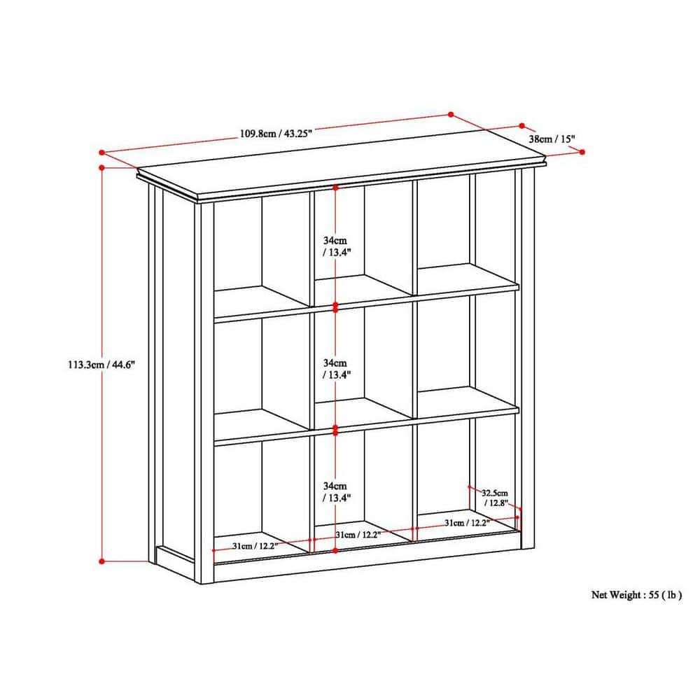 Artisan Handcrafted Solid Wood 9-Cube Storage Bookcase in White