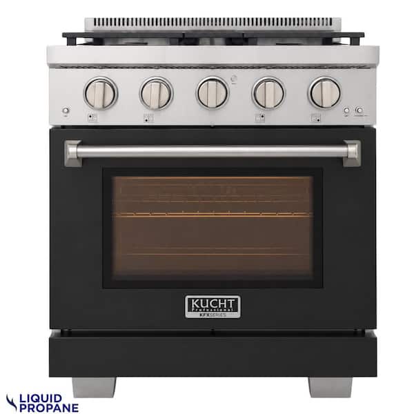 30 in. 4.2 cu. ft. 4-Burners Freestanding Propane Gas Range and Convection Oven in Black with True Simmer Burners