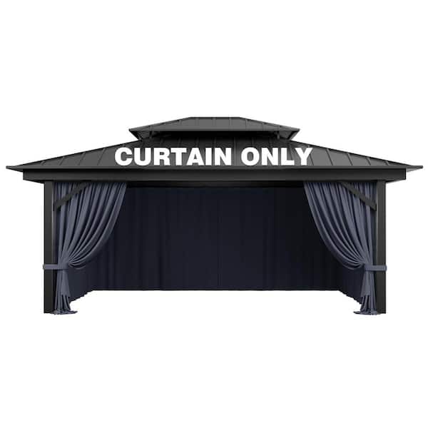 WNP 12 ft. x 16 ft. Universal Outdoor Privacy Curtains, Gazebo Curtain Replacement with Zipper Navy (4-Side Curtain Only)