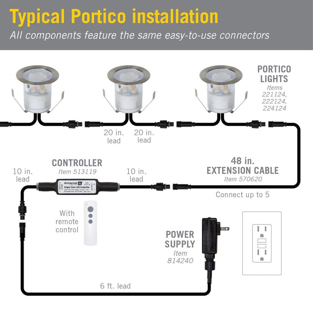 Portico Outdoor LED 48 inch Waterproof Extension Cable