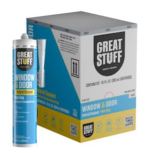 Window and Door 10.1 fl. oz. Gray Hybrid Polymer Sealant Caulk (12-Pack)