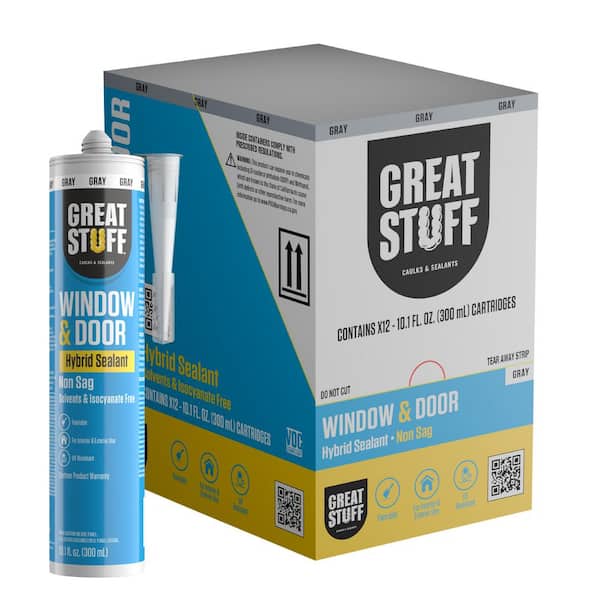 GREAT STUFF Window and Door 10.1 fl. oz. Gray Hybrid Polymer Sealant Caulk (12-Pack)