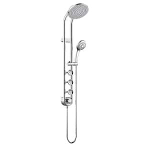 Saturn 5-Spray Settings Wall Mounted 8 in. 2.5 GPM Fixed and Handheld Shower Head in Chrome