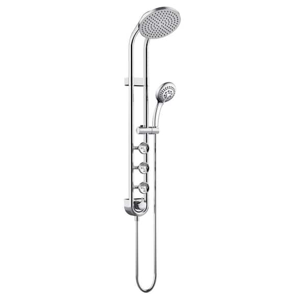 PULSE Showerspas 6-Spray Wall Mounted 8 in. Dual Shower Head and Handheld Shower Head in Chrome