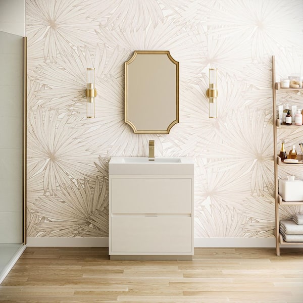 Valencia 30 in. W Bathroom Vanity in Glossy White with Acrylic Vanity Top in White