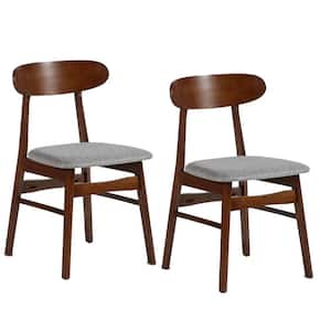 Gray and Brown Polyester Wooden Frame Dining Chairs (set of 2)