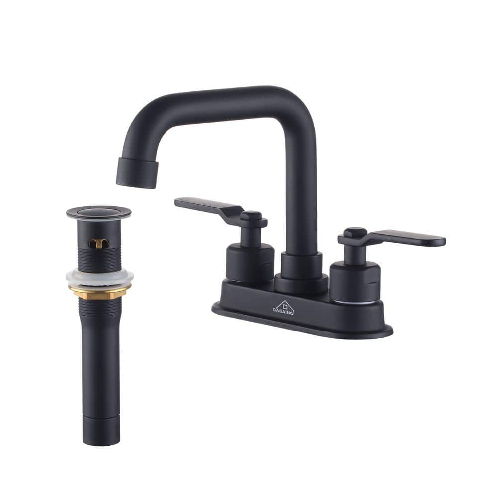 CASAINC 4 in. Centerset 2-Handle High-Arc Bathroom Faucet with Pop-Up ...