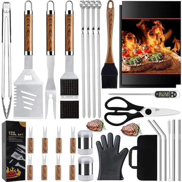 Dyiom Brown 31-Piece Heavy-Duty BBQ Grilling Accessories Grill Tools ...