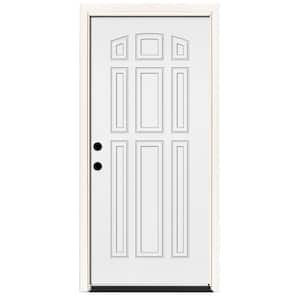 36 in. x 80 in. Element Series 9-Panel White Primed Right-Hand Inswing Steel Prehung Front Door w/ 6 in. Wall