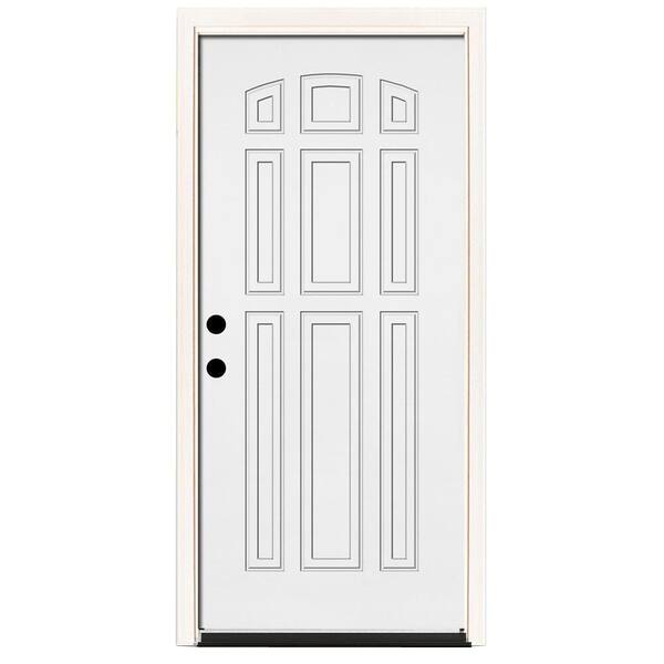 Steves & Sons 36 in. x 80 in. Element Series 9-Panel White Primed Right-Hand Inswing Steel Prehung Front Door w/ 6 in. Wall