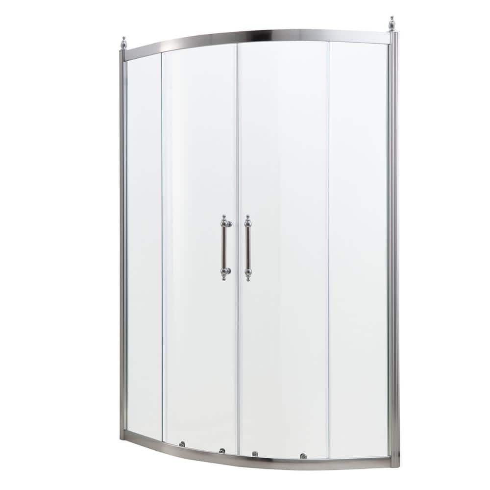 Chrome Frameless Neo-Round Corner Shower Enclosure, 36" x 72"