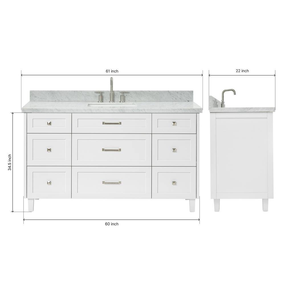 White Freestanding Single Sink Bathroom Vanity with Marble Top
