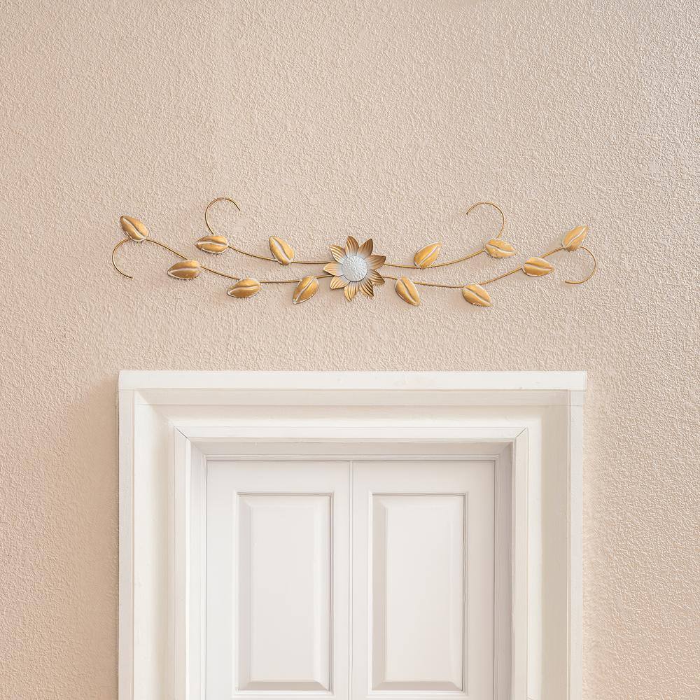 Keyes Gold and White Floral Metal Wall Art, 39.5 in