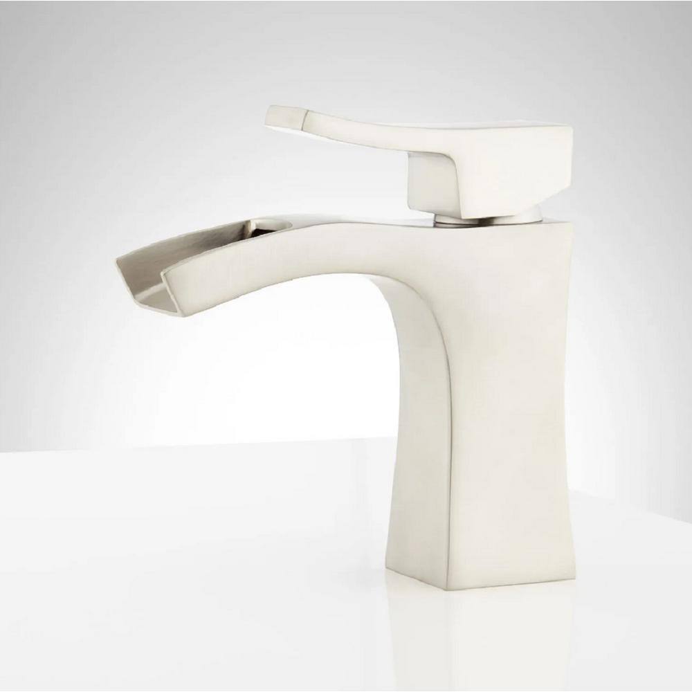 SIGNATURE HARDWARE Vilamonte Single Handle Bathroom Faucet with Drain Kit Included in Brushed