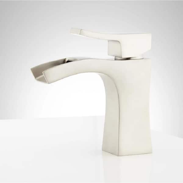 SIGNATURE HARDWARE Vilamonte Single Handle Bathroom Faucet with Drain Kit Included in Brushed Nickel