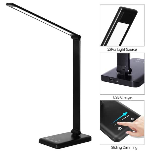Lamqee 15 In Black Led Desk Lamp, Etekcity Led Desk Lamp With Usb Charging Port