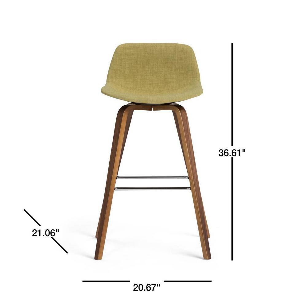 Mid-Century Modern Bentwood Counter Stool in Acid Green Linen Look
