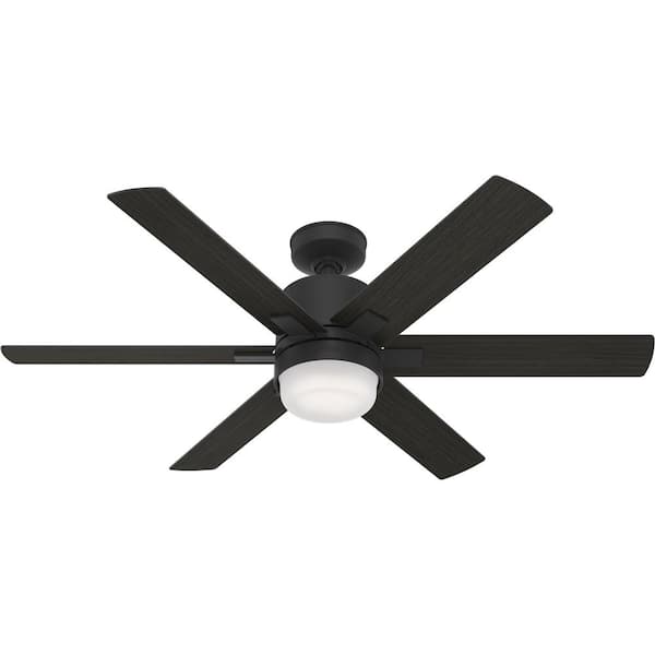Hunter Radeon 52 in. Indoor Matte Black Smart Ceiling Fan with Light and Wall Switch