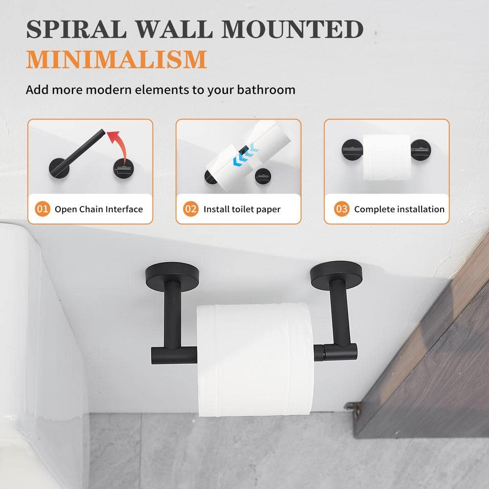 Matte Black 2-Piece Bathroom Hardware Set with Towel Ring