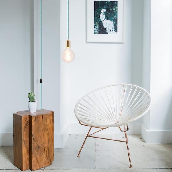Emile 1-Light Teal and Brass Plug-In Exposed Socket Pendant