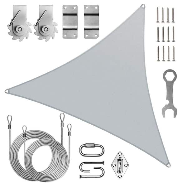 Pro Ring 12 ft. x 12 ft. x 12 ft. Triangle Sun Shade Sail with Hardware TAWAL-Grey