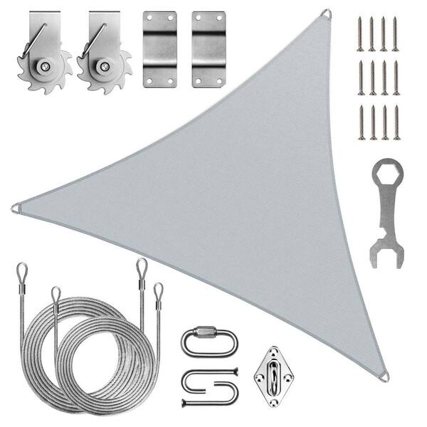 Pro Ring 28 ft. x 28 ft. x 28 ft. Triangle Sun Shade Sail with Hardware TAWAL-Grey