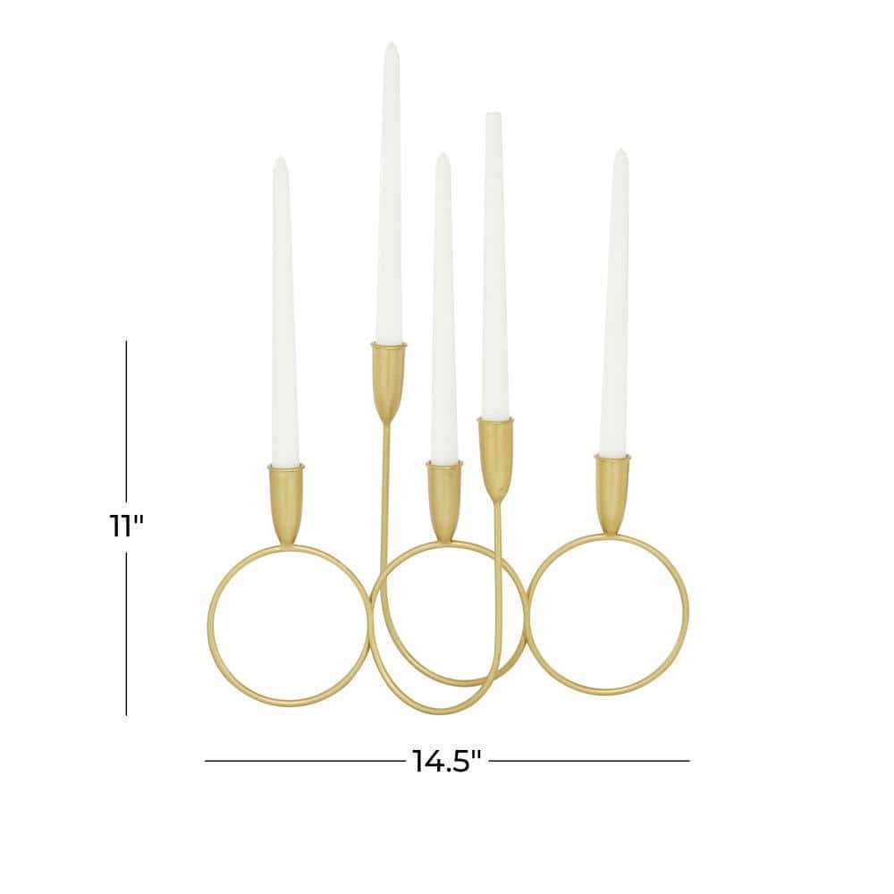 Gold Metal 5-Holder Modern Candelabra