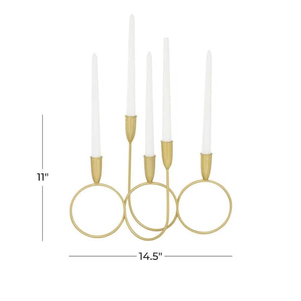 11 in. Gold Metal Candelabra with 5 Candle Capacity