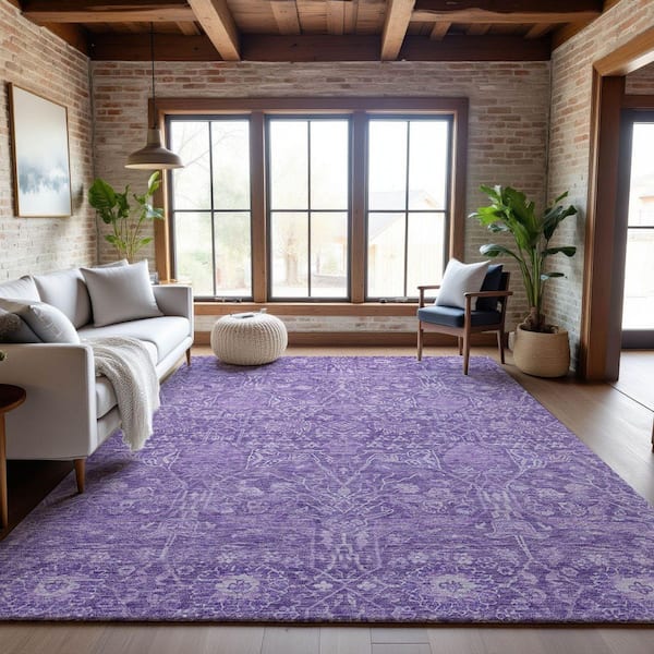 Mayfield Premium Machine Washable Abstract AMF1133 Plum 9 ft. x 12 ft. Area Rug