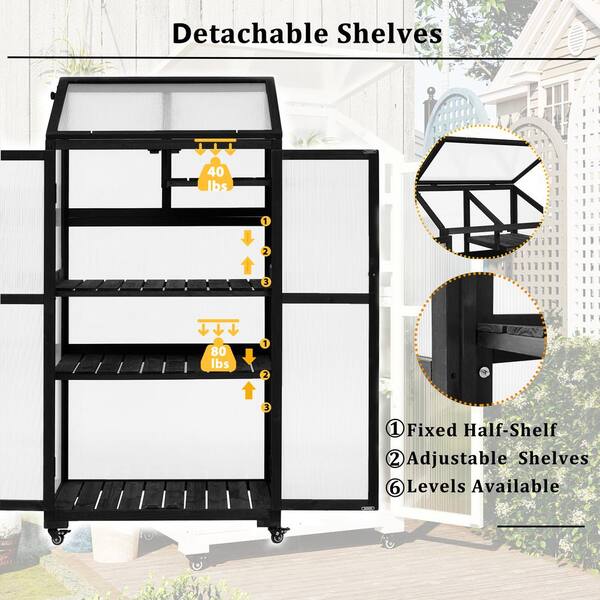 Runesay 62 in. x 31.5 in. x 22.4 in. Outdoor Wood Black Garden