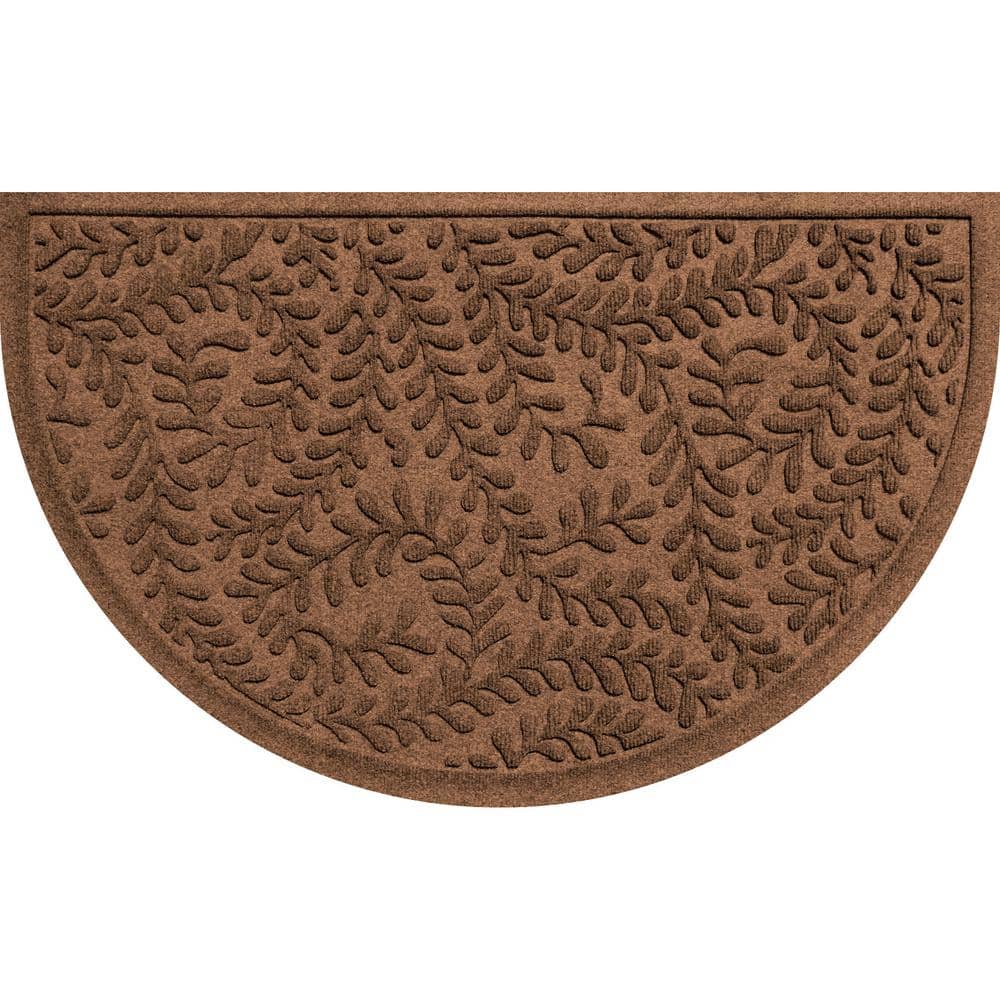 Waterhog Boxwood Dark Brown 24 in. x 39 in. Half Round PET Polyester Indoor