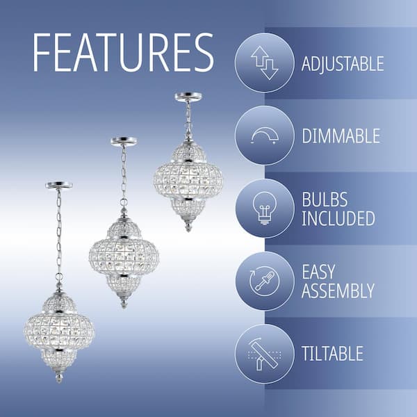 JONATHAN Y Juliette 12 in. 1-Light Chrome Crystal/Metal LED