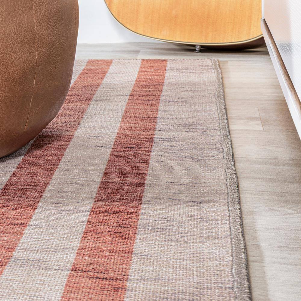 Ivory Stripe Easy-Care Synthetic 4' x 6' Area Rug