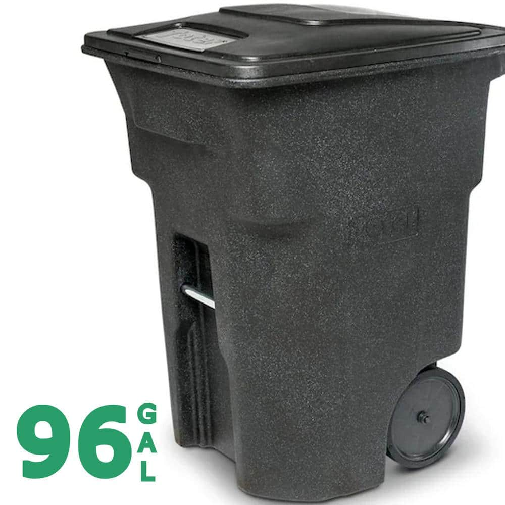 Toter 96 Gallon Black Rolling Outdoor Garbage/Trash Can with Wheels and  Attached Lid 79296-R2200 - The Home Depot