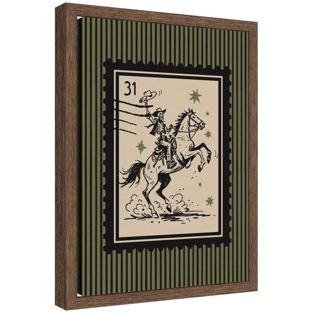 "Sylvie ""Retro Halloween Skeleton Stamp"" by Lucky Guava Animals Framed Canvas Art Print 13 in. x 10 in." price history on PriceWatchPro