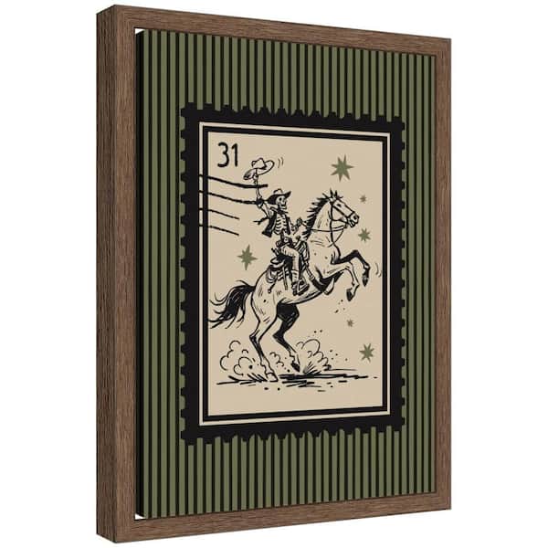 Sylvie "Retro Halloween Skeleton Stamp" by Lucky Guava Animals Framed Canvas Art Print 13 in. x 10 in.