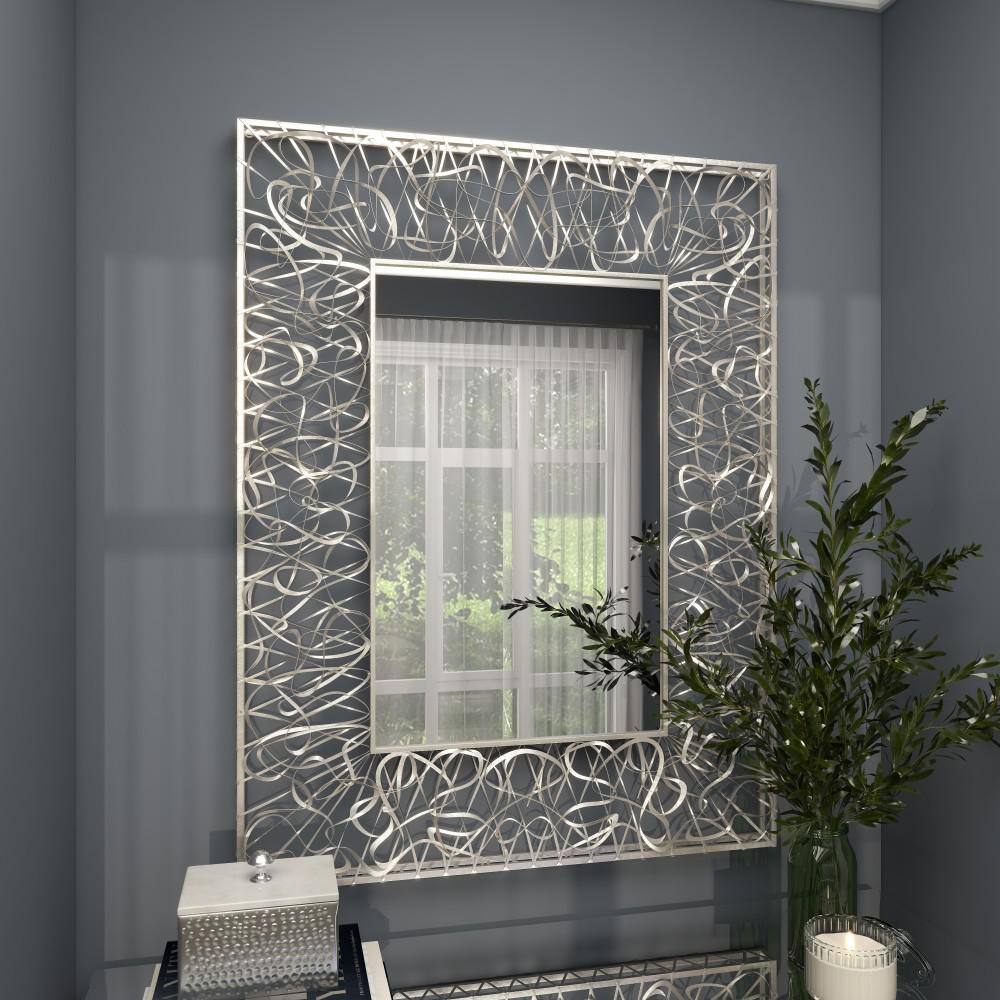 Silver Rectangular Full Length Iron Wall Mirror