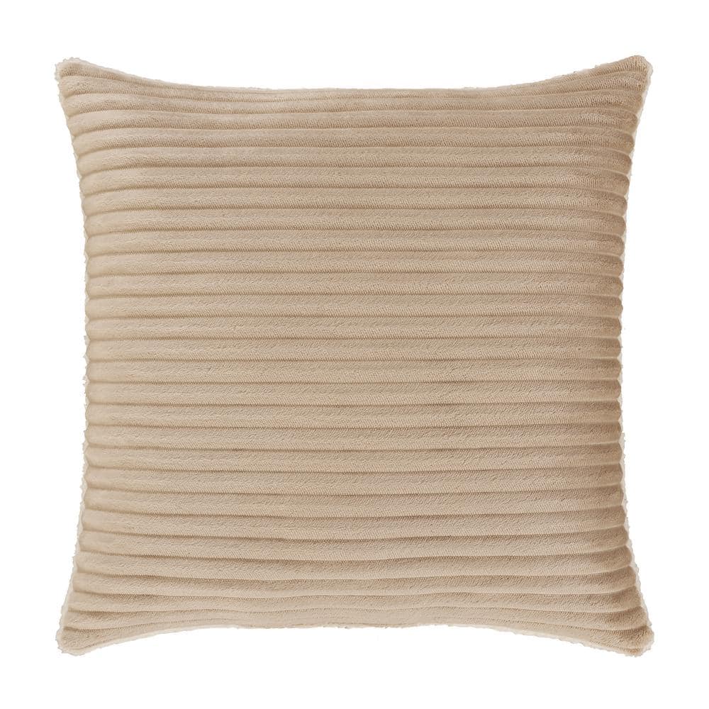 Emmett Beige Polyester Solid 20 Square Decorative Throw Pillow 20 In. L 