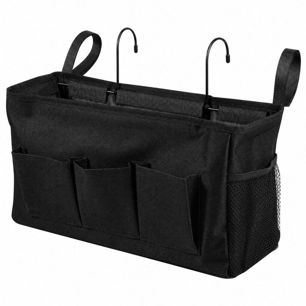 2-Piece Bedside Caddy Oxford Cloth Bed Side Storage Organizer Large Capacity Hanging Storage Bag with Metal Hook