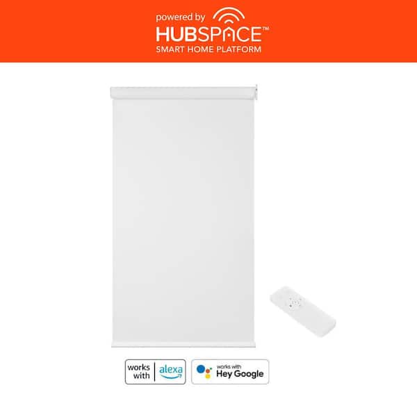 Home Decorators Collection White Cordless Blackout Polyester Fabric Smart Roller Shade 23.25 in. x 72 in. Powered by Hubspace (No Gateway)