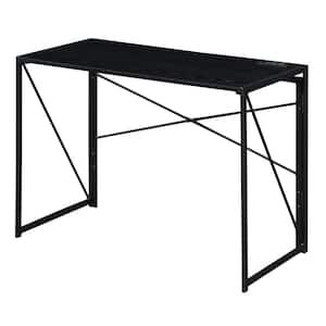 Xtra 39.5 in. Rectangular Black Particle Board/Metal Foldable Writing Desk with Charging Station
